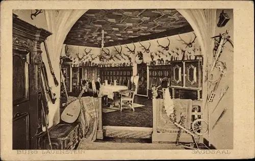 Ak Ludwigsstadt in Oberfranken, Burg Lauenstein, Jagdsaal