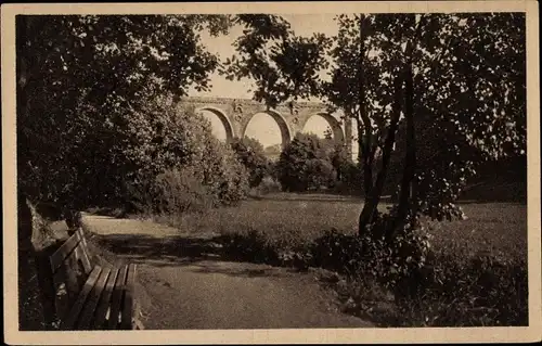 Ak Plauen im Vogtland, Syratal, Viadukt, Parkbank