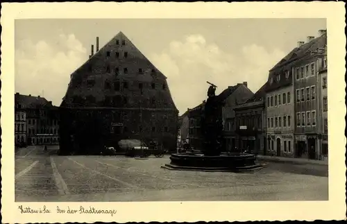 Ak Zittau in Sachsen, an der Stadtwaage