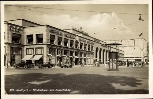 Ak Stuttgart am Neckar, Bahnhofsplatz, Hindenburgbau, Zeppelinbau