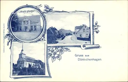 Ak Dänischenhagen in Schleswig Holstein, Kirche, Fürst's Gasthof