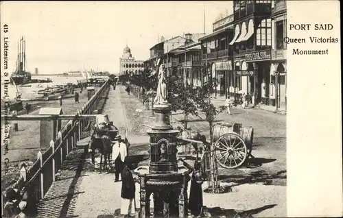 Ak Port Said Ägypten, Queen Victorias Monument