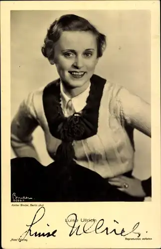 Ak Schauspielerin Luise Ullrich, Portrait, Ross Verlag 9099/1, Autogramm