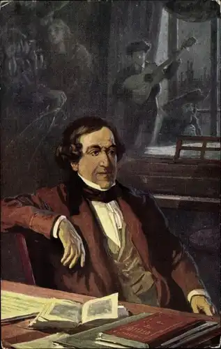 Künstler Ak Balestrieri, Komponist Gioachino Rossini, Der Barbier von Sevilla