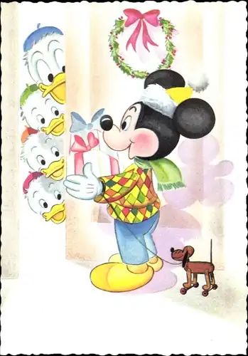 Künstler Ak Walt Disney, Mickey Maus, Donald, Tick, Trick, Track