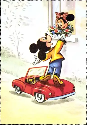 Künstler Ak Walt Disney, Mickey Maus, Minnie