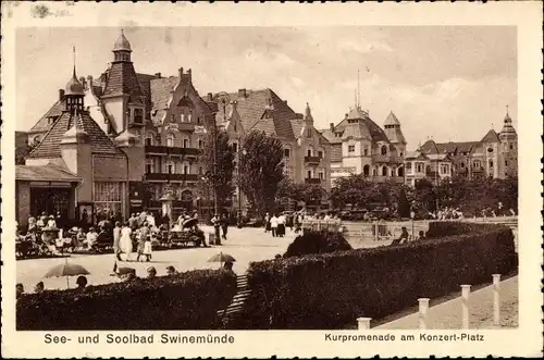 Ak Świnoujście Swinemünde Pommern, Kurpromenade, Konzertplatz