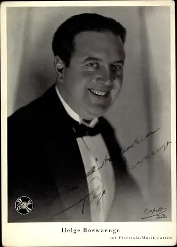 Ak Opernsänger Helge Rosvaenge, Portrait, Electrola-Musikplatten, Autogramm