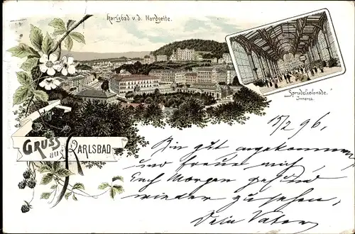 Litho Karlovy Vary Karlsbad Stadt, Sprudelkolonade