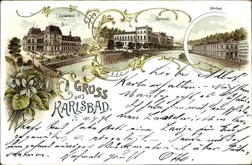 Litho Karlovy Vary Karlsbad Stadt, Neubad, Kurhaus