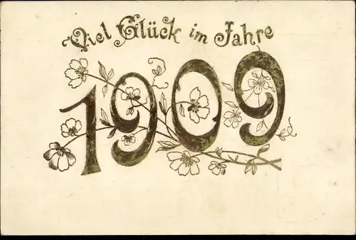 Präge Ak Glückwunsch Neujahr 1909, Blumen