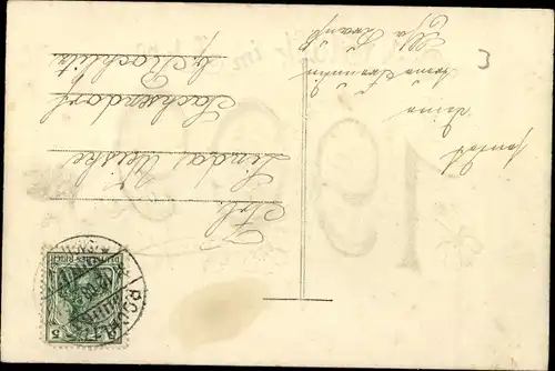 Präge Ak Glückwunsch Neujahr 1909, Blumen
