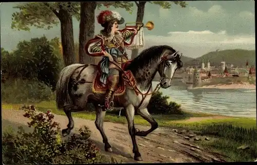 Ak Trompeter von Säckingen zu Pferde, Straße, Ufer