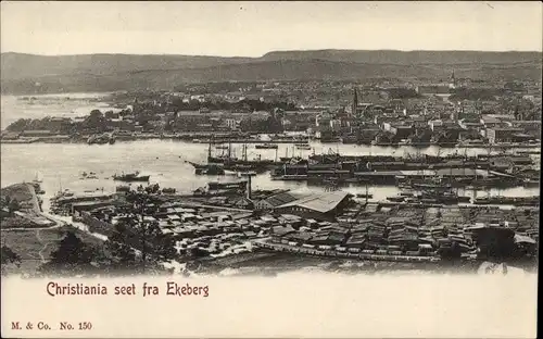Ak Kristiania Christiania Oslo Norwegen, Seet fra Ekeberg