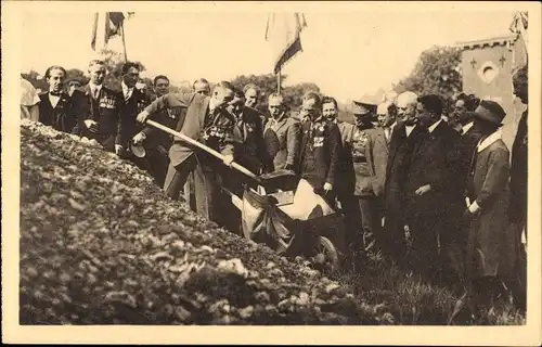 Ak Cointe Liège Lüttich Wallonien, Denkmal, Beginn der Arbeiten 4. September 1928