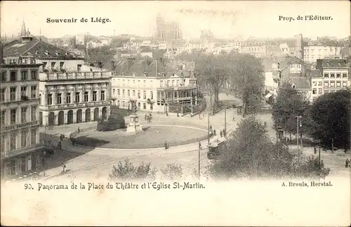 Ak Lüttich Lüttich Wallonien, Panorama, Place du Theater, St-Martin-Kirche