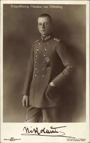 Ak Erbgroßherzog Nikolaus von Oldenburg, Portrait, Uniform, Eisernes Kreuz