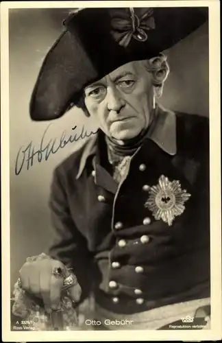 Ak Schauspieler Otto Gebühr als Friedrich der Große, Ross A 3326/1, Autogramm