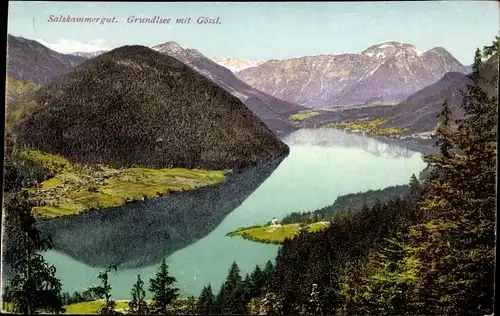Ak Gössl Gößl am Grundlsee Steiermark, Panorama, Salzkammergut