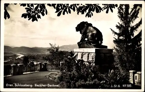 Ak Graz Steiermark, Hackherdenkmal am Schlossberg