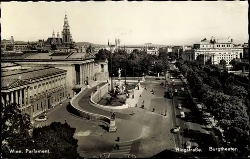 Ak Wien 1 Innere Stadt, Parlament, Ringstraße, Burgtheater