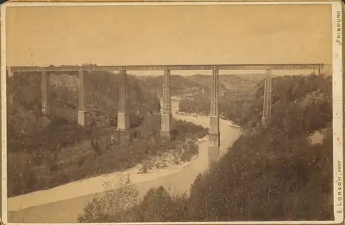 Kabinettfoto Fribourg Freiburg Stadt Schweiz, Eisenbahnbrücke, Landschaft