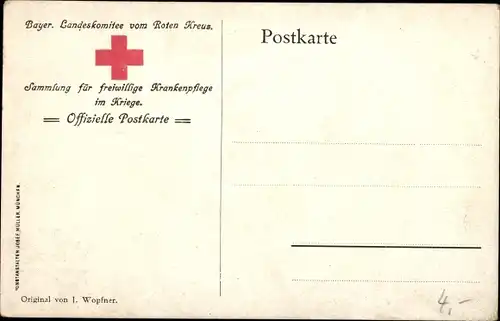 Künstler Ak Wopfner, J., Der Deutsche Michl mit Sense, Rot Kreuz Sammlung für freiw. Krankenpflege