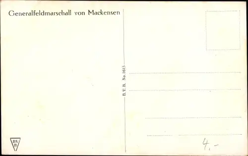 Künstler Ak Hornert, G., Generalfeldmarschall August von Mackensen