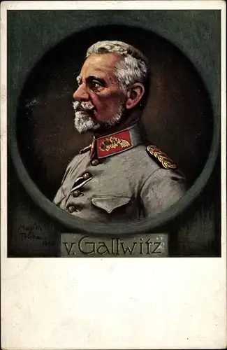 Passepartout Künstler Ak Trübe, Maxim, General Max von Gallwitz, Portrait