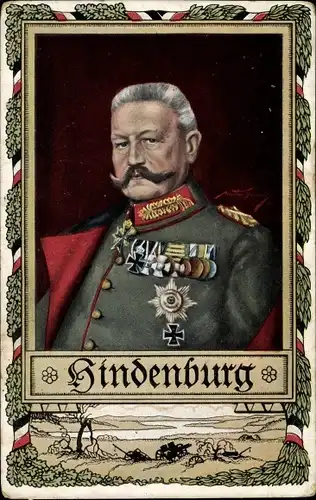 Passepartout Ak Generalfeldmarschall Paul von Hindenburg, Portrait in Uniform, Orden