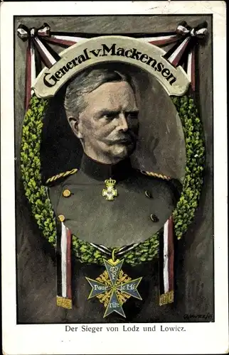 Künstler Ak Generalfeldmarschall August von Mackensen, der Sieger von Lodz und Lowicz