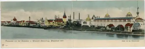 Klapp Ak Düsseldorf am Rhein, Industrie- und Gewerbe-Ausstellung 1902, Rheinbrücke