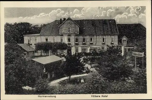 Ak Hermannsburg Südheide in der Lüneburger Heide, Völkers Hotel und Pension