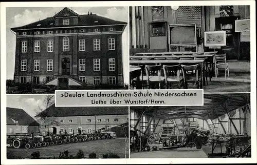 Ak Liethe Wunstorf in Niedersachsen, Deula Landmaschinen Schule, Aussen- und Innenansicht