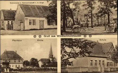 Ak Windischholzhausen Erfurt in Thüringen, Gasthaus, Pfarrhaus, Kirche, Schule