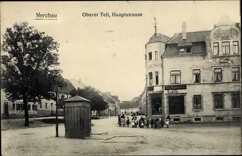 Ak Nerchau Grimma in Sachsen, Oberer Teil, Hauptstraße, Geschäft für Delikatessen