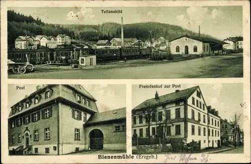 Ak Rechenberg Bienenmühle Erzgebirge, Post, Fremdenhof zur Post, Bes. Felix Kaden, Teilansicht