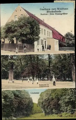 Ak Bischofrode Lutherstadt Eisleben, Gasthaus zum Waldhaus, Spielplatz Junkernholz, Lindental