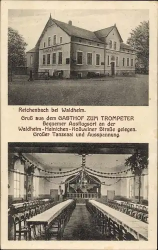 Ak Reichenbach Kriebstein in Sachsen, Gasthof zum Trompeter, Waldheim-Hainichen-Roßweiner Straße