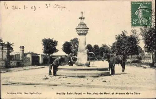 Ak Neuilly Saint Front Aisne, Fontaine du Mont, Avenue de la Gare