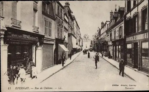 Ak Épernay Marne, Rue de Chalons