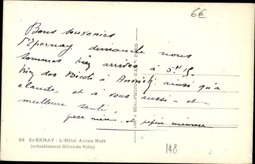 Ak Épernay Marne, Hotel Auban-Moet, Rathaus