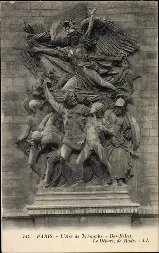 Ak Paris VIII, Triumphbogen, Arc de Triomphe, Bas-Relief, Le Depart, de Rude