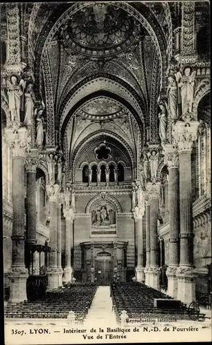 Ak Lyon Rhône, Basilika de Notre Dame de Fourviere, Innenansicht