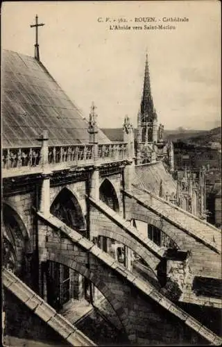 Ak Rouen Seine Maritime, Cathedrale, L'Abside vers Saint-Maclou