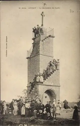 Ak Auray Morbihan, Belvedere du Loch, Gruppenbild auf Treppe