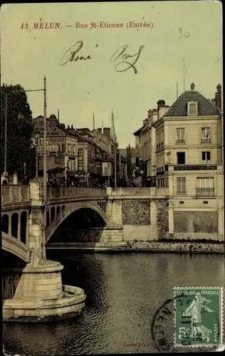 Ak Melun Seine et Marne, Rue St-Etienne, Brücke