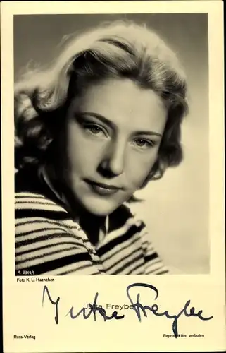 Ak Schauspielerin Jutta Freybe, Ross Verlag A 3349 1, Portrait, Autogramm