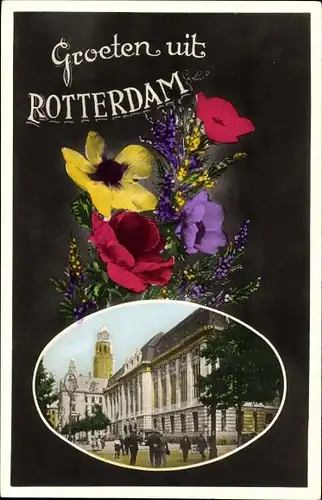 Ak Rotterdam Südholland Niederlande, Straßenpartie, Blumenstrauß