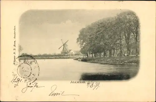 Ak Alkmaar Nordholland Niederlande, Windmühle